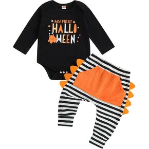 Toddler Baby Boys Halloween Outfits Pumpkin Halloween Sweatshirt Pant My First Halloween Fall Winter Clothes Set