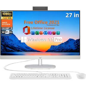 HP 27" Business All-in-One Desktop Computer, FHD Touchscreen Display, Intel Ultra 7 155U, 32GB DDR5, 1TB SSD, HDMI, WiFi6, Wireless KB & Mouse, with Microsoft Office Lifetime License & Windows 11 Pro