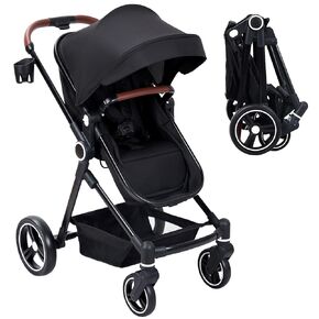Convertible Baby Stroller, High Landscape Infant Stroller, Bassinet Mode Pram Stroller, Pushchair Adjustable, Foldable Aluminum Alloy Anti-Shock Stroller for Newborn (Pink)