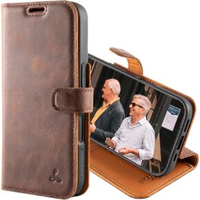Snakehive Leather Wallet for iPhone 16 - Real Leather Wallet Phone Case - Genuine Leather with Viewing Stand and 3 Card Holder - Flip Folio Cover with Card Slot (Teal)