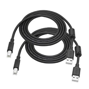 محول مشاركة الطابعة USB 2.0، محول USB من النوع B 2 في 1 مخرج 2 جهاز مشترك، 1 ماسح ضوئي للطابعة مع محول يدوي وإضاءة LED (بما في ذلك كابلات طابعة USB بطول 4.9 قدم)