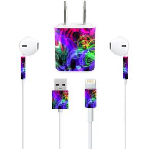 MightySkins Protective Vinyl Skin Decal Compatible with Apple iPhone Charge Kit wrap Cover Sticker Skins Neon Splatter