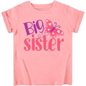 Funnycokid Big Sister Shirts for Girls Toddler Big Sis T-Shirt Pregnancy Announcement Short Sleeve Clothes 1-6 Years
