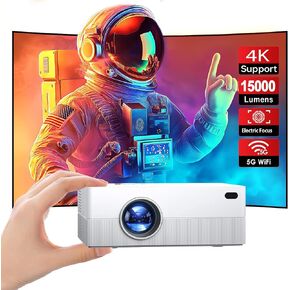 [تركيز كهربائي/دعم 4K] جهاز عرض JOWLURK صغير مع واي فاي وبلوتوث، جهاز عرض محمول بدقة 1080 بكسل عالي الدقة، جهاز عرض أفلام 15000 لتر لغرفة النوم المنزلية، متوافق مع Android/iOS/Windows/TV Stick/HDMI/USB