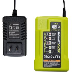 OP403 USB Port Battery Charger Replacement for Ryobi 40 Volt Battery Charger P401A OP403 OP403A OP404A OP400 OP401 OP400A OP406A, Compatible with Ryobi 40 Volt li-ion Battery OP40401 OP4040A OP1020A