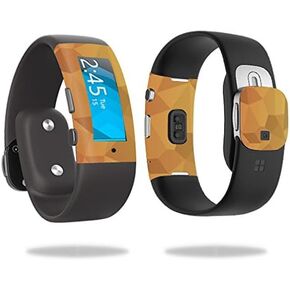 MightySkins Skin Compatible with Microsoft Band 2 Cover Skins Sticker Watch Red Orange Polygon