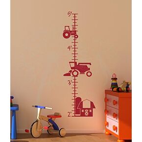 Farm Tractor Growth Chart Vinyl Height Ruler Boy Bedroom Décor Wall Decals Lime Green