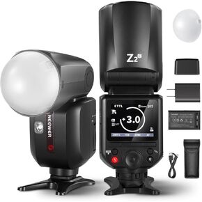 NEEWER Z2-S 2.4G TTL Round Head Flash Speedlite for Sony, 76Ws Speedlight with Dome Diffuser, Upgraded UI, TTL/M TCM Toggle Key, 2 Modeling Lamps 1/8000s HSS 7.4V/2600mAh Battery 480 Full Power Flash