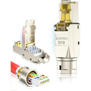 AMPCOM STP CAT6 RJ45 Connector Zinc-Alloy Tool-Free Ethernet Field Termination Modular Plug -12 Pack in Saudi Arabia