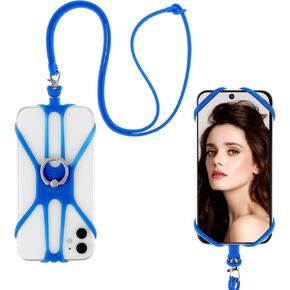TIESOME Universal Phone Lanyard, Cell Phone Lanyard Neck Strap 2 in-1 Phone Strap with Finger Ring Holder Compatible with Most Smartphones (Black)
