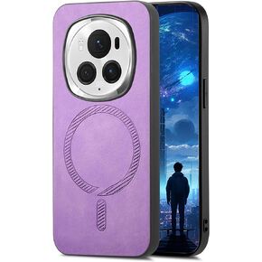Ysnzaq Magnetic Case for Honor Magic 6 Pro, Ultra Thin TPU Leather Phone Case Support Wireless Charging for Honor Magic 6 Pro CC Black