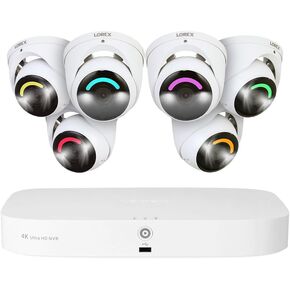 Lorex Fusion 4K 16 Camera Capable (8 Wired & 8 Wi-Fi) 2TB PoE NVR System w/ 6 Dome IP Cameras - Smart Security Lighting, Smart Motion Detection, Active Deterrence, Color Night Vision, Two-Way Talk