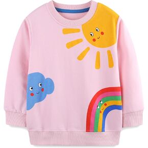 Mrocioa Toddler Girls Sweatshirt Crewneck Hoodies Long Sleeve Fall Winter T-Shirt Kids Cotton Tops