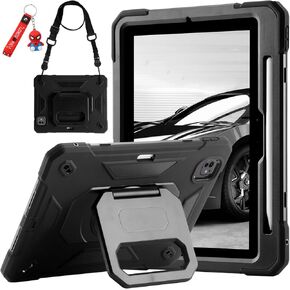 حافظة لجهاز iPad Pro 11 بوصة M4 2024 (الجيل الخامس)، حافظة واقية مضادة للصدمات مع فتحة قلم رصاص/ حامل سحري بمقبض دوار 360 درجة، سلسلة مفاتيح/حزام كتف للحمل، حافظة لجهاز iPad Pro 11 2024 (ملونة)