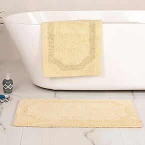 Luxury Bath Mat Floor Towel Set - Absorbent Cotton Hotel Spa Shower/Bathtub Mats [Not a Bathroom Rug] 20"x30" | 2 Pack | White