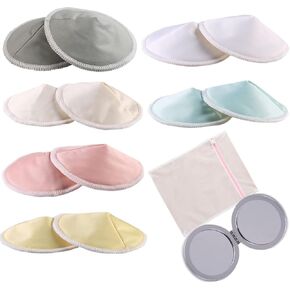 Reusable Nursing Breast Pads Washable Multi-color Thin Nipple Cover Pad with a Washing Bag for Lactating Breastfeeding Mom Pack of 14