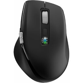 INFINMIND Wireless Computer Bluetooth Mouse with Smart Flying Scroll, Thumb Scroll Ergonomic Mice, Silent 3 Devices Mouse for Windows/Mac OS/Chrome/Linux/Android(White)