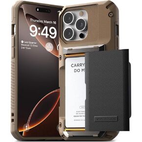 VRS DESIGN Damda Glide Pro Card Holder Case for iPhone 16 Pro Max (2024), Sturdy Semi Auto Card Slot Wallet [4 Cards] Case Designed for iPhone 16 Pro Max (2024) Matte Black