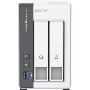 QNAP TS-216G-28WD-US 2-Bay 2.5GbE Desktop NAS، مزود بوحدة المعالجة المركزية ARM Cortex-A55 رباعية النواة، مع سعة تخزين 8 تيرابايت، وحزمة RAID1 WD Red Plus HDD المُكونة مسبقًا
