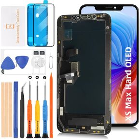 Hard OLED XS Max LCD Screen Replacement for iPhone Xs Max 6.5 inch [Hard OLED,NOT LCD] LCD Display Touch Digitizer Screen Assembly A2215 A2160 A2217 with Repair Tools