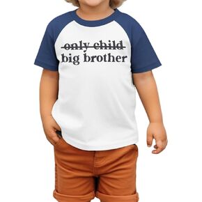 Big Brother Shirt Toddler Boy Only Child Promoted to Big Brother Announcement T-Shirt Kids Raglan Short Sleeve Tees