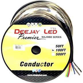 Ultimate 100-foot 8-conductor 12 Gauge Stranded Cable With Single Black Jacket Ideal For Speakers And Power Eight-conductors Brown, Black, Red, Yellow, Tan, Blue, Green, White DEEJAY LED TBH128C100