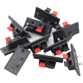 Tegg 5PCS 4 Pin Speaker Terminal Block 4 Way Amplifier Spring Jointing Clamp Test Clip Stereo Speaker Strip Shape Push Release Connector Plate 4 Position