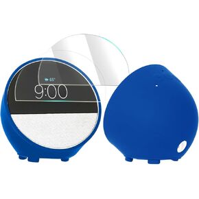 Soft Silicone Case & 2 Pack Screen Protect for Echo Spot (2024 Release), Silicone Cover Shockproof Case, Protection Against Ccratches, Dust, Shockproof, Anti-Drop, Everyday wear(Black)