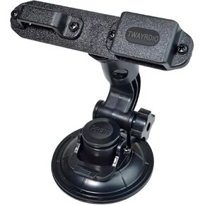TWAYRDIO Windshield/Dashboard Mount Base for Handheld Radio and Mic, Adjustable Angle Suction Cup Holder Bracket for BaoFeng Retevis Yaesu Motorola Talkabout Handhelds HT Two Way Radios Walkie Talkies