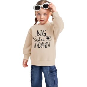 IZYJOY سويت شيرت الأخت الكبرى للأطفال الصغار تمت ترقيته إلى الأخت الكبرى مرة أخرى وأخيرًا بلوفر علوي للفتيات الصغيرات زي بياقة دائرية in Kuwait