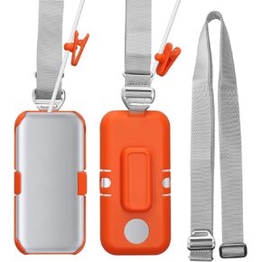 kwmobile VR Headset Battery Cover Compatible with Apple Vision Pro Holder - with Strap and Clip - Grey/Light Grey