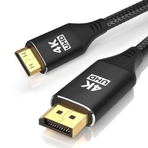 DisplayPort to Mini HDMI 3M,DP to Mini HDMI Male Video UHD 1440P/2K@120Hz,4K@30 Nylon DP to Mini HDMI Uni-Directional Cord for Dell, Desktop, AMD, NVIDIA, Lenovo, HP, ThinkPad.