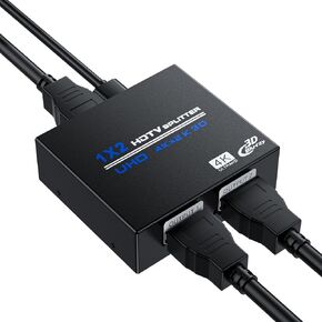 HDMI 2.1 Splitter 1 in 2 Out, Ultra HD 8K@60Hz 48Gbps HDR10+ RGB 4:4:4 HDCP 2.3, Mirror Only, HDMI Duplicator Auto EDID, 2 Ports Splitter for Xbox Series X, PS4/5, Blu-ray Player