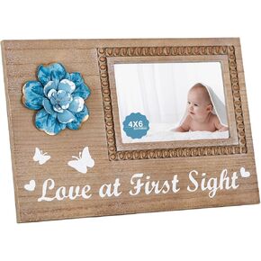 Wooden Ultrasound Picture Frames 4x6 Photo, Expecting Mothers Day Gifts, Pregnancy Gifts For Women, Love At First Sight Sonogram Photo Frame, New Mom To Be Gift,Gender Reveal Baby Shower Gifts Pink