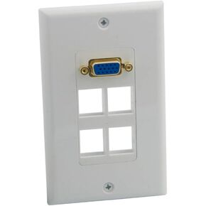 Solid Style Keystone Empty Wall Plate With 4 Ports Keystone Holes 1 Port VGA Female To Female Face Plate (2, VGA + 4 Ports)