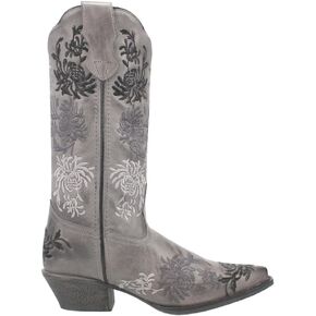 Laredo Womens Sylvan Floral Embroidery Snip Toe Casual Boots Mid Calf Low Heel 1-2" - Grey