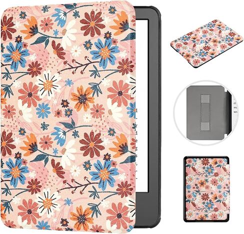 Case for 6" Kindle Paperwhite 5th/6th/7th Generation 2012-2016 | Durable PU Leather Case with Auto Sleep/Wake & Hand Strap for 6 inch Kindle Paperwhite 5th/6th/7th Generation, Floral in Saudi Arabia