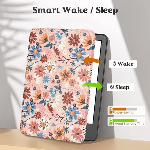 Case for 6" Kindle Paperwhite 5th/6th/7th Generation 2012-2016 | Durable PU Leather Case with Auto Sleep/Wake & Hand Strap for 6 inch Kindle Paperwhite 5th/6th/7th Generation, Floral in Saudi Arabia