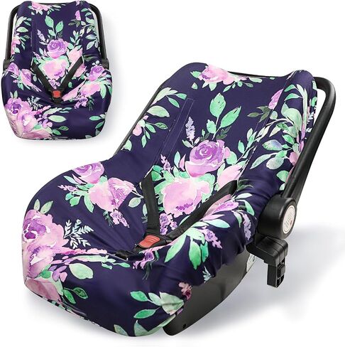 TANOFAR Baby Car Seat Cover Liner, Infant Carseat Cover Liner and Protection for Boys Girls, Universal Fit Car Seat Protective Cover, Soft Comfortable, Machine Washable, Purple Flowers in Saudi Arabia