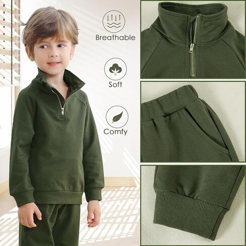 Toddler Baby Boy Clothes Fall Winter Outfits Baby Zipper Sweatshirt Jogger Pants Set Solid Color Kids Sweatsuits in Saudi Arabia