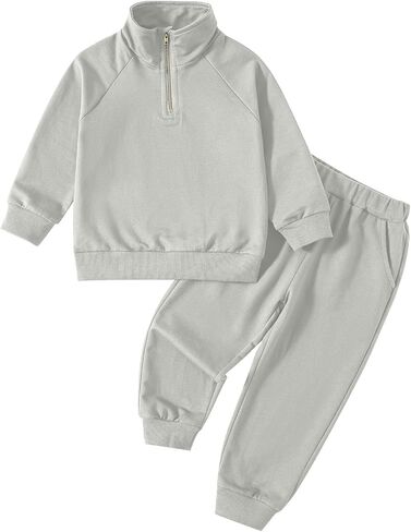 Toddler Baby Boy Clothes Fall Winter Outfits Baby Zipper Sweatshirt Jogger Pants Set Solid Color Kids Sweatsuits in Saudi Arabia