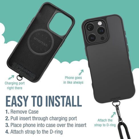 Smartish® iPhone 16 Pro Magnetic Case - Gripmunk Compatible with MagSafe [Lightweight + Protective] Slim & Thin Grip Cover with Microfiber Lining for Apple iPhone 16 Pro - Black Tie Affair in Saudi Arabia