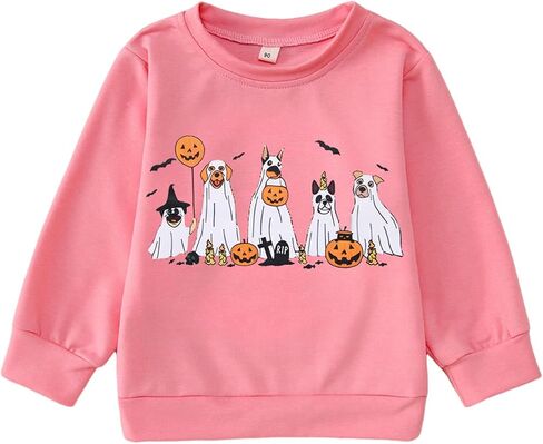 Toddler Girl Halloween Ghost Dog Sweatshirt Kid Spooky Season Doggy Ghosts Pullover Crewneck Long Sleeve Shirt Tops in Kuwait
