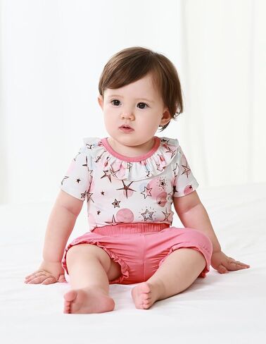 Baby Girls Clothes Set Ruffle Knit Bodysuit with Shorts Toddler Girl Viscose from Bamboo Clothing in Kuwait