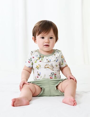 Baby Girls Clothes Set Ruffle Knit Bodysuit with Shorts Toddler Girl Viscose from Bamboo Clothing in Kuwait