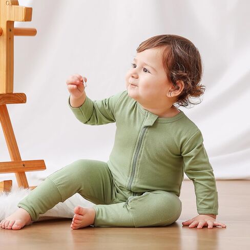 BeiVSlley Baby Boy Girl Romper Onesie Cotton Long Sleeve Zipper Bebé Jumpsuit Infant Solid Stripe One-Piece Outfits Clothes in Saudi Arabia