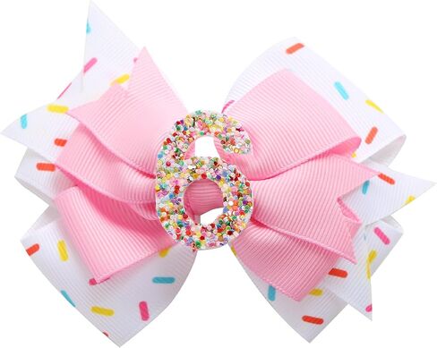 Birthday Hair Bow for Baby Girls 1 2 3 4 5 6 Years Sprinkle Decorations Confetti Ice Cream Party Pink Hair Accessories for 2nd Birthday in Kuwait