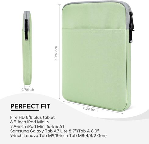 8 inch Tablet Sleeve Case for New iPad Mini 6 8.3, iPad Mini 5/4/3/2 7.9", Fire HD 8 Tablet, Fire HD 8 Plus, Galaxy Tab A 8.0, Lenovo Tab M8, Tab M9 Shockproof Travel Carrying Bag -Black in Saudi Arabia