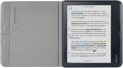 Kobo Libra Colour SleepCover Case | Black Notebook | Sleep/Wake Technology | Built-in 2-Way Stand | Vegan Leather | Compatible with 7" Kobo Libra Colour eReader in Saudi Arabia