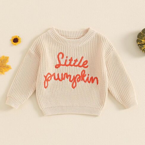 Toddler Baby Boy Girl Halloween Outfit Pumpkin/Ghost Embroidery Knit Sweater Oversized Cute Fall Winter Clothes in Kuwait